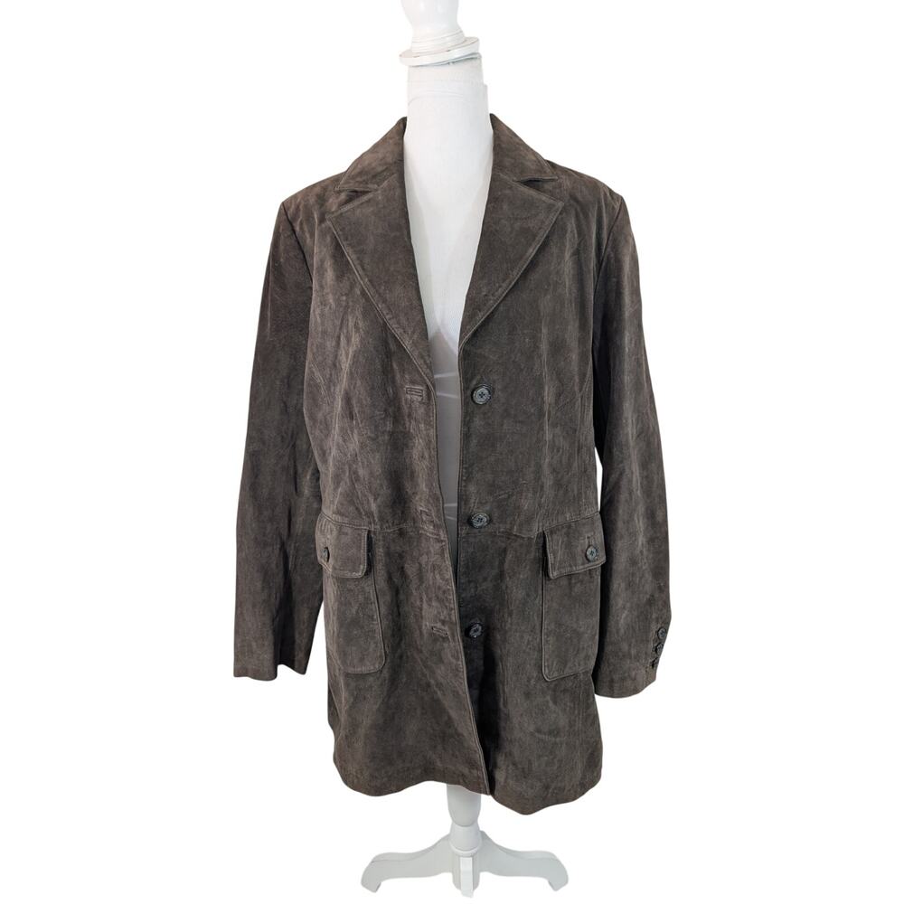 STYLE & CO.! DEEP COCOA BROWN GENUINE SUEDE LEATHER TAILORED JACKET, COAT! SZ XL - Picture 4 of 14